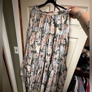 Unworn Selkie Skirt.  Voluminous.  Floral. Blue, pink, green. Full, maxi length.